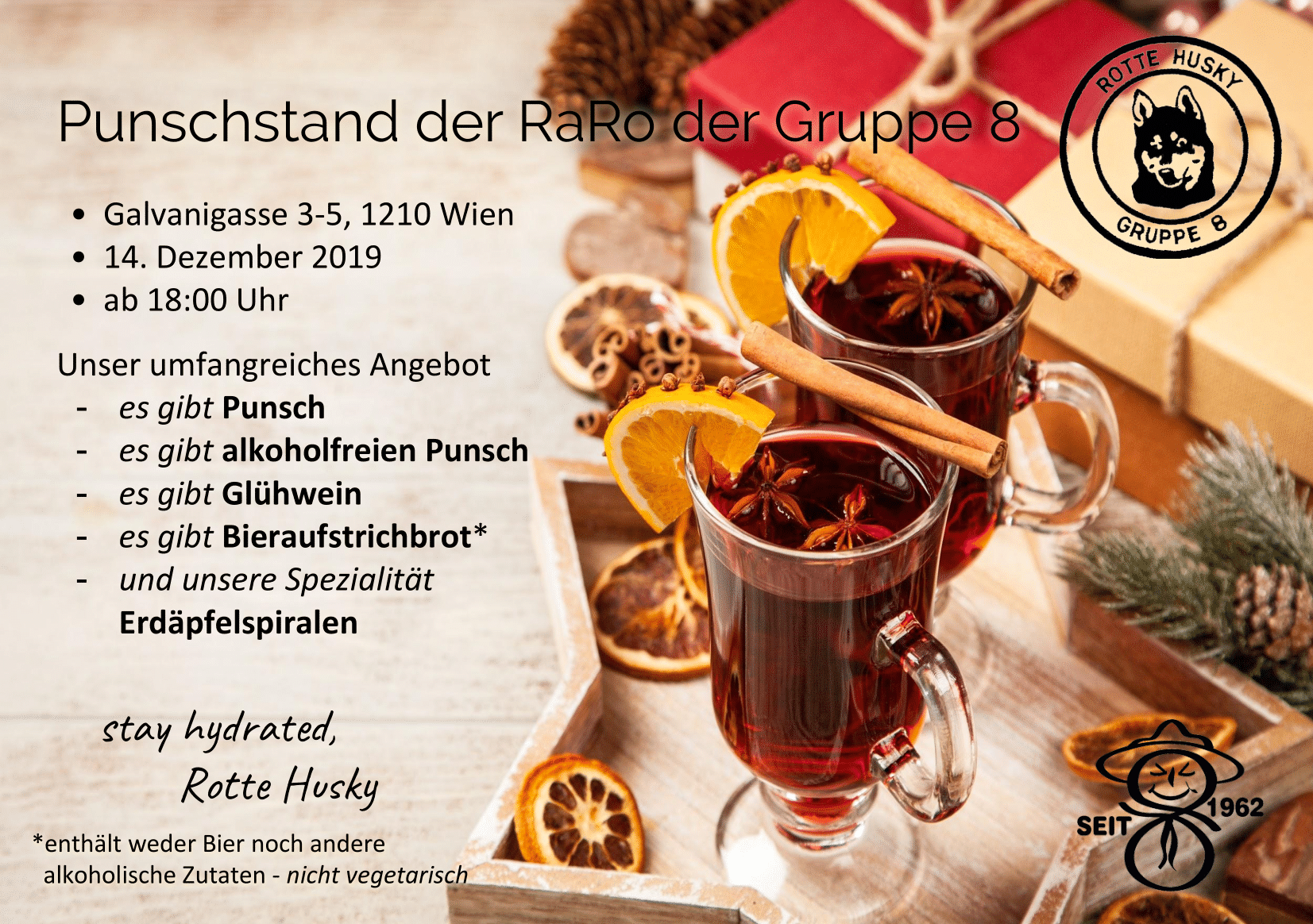 Mehr über den Artikel erfahren Punschstand der Rotte Husky am 14.12.2019!